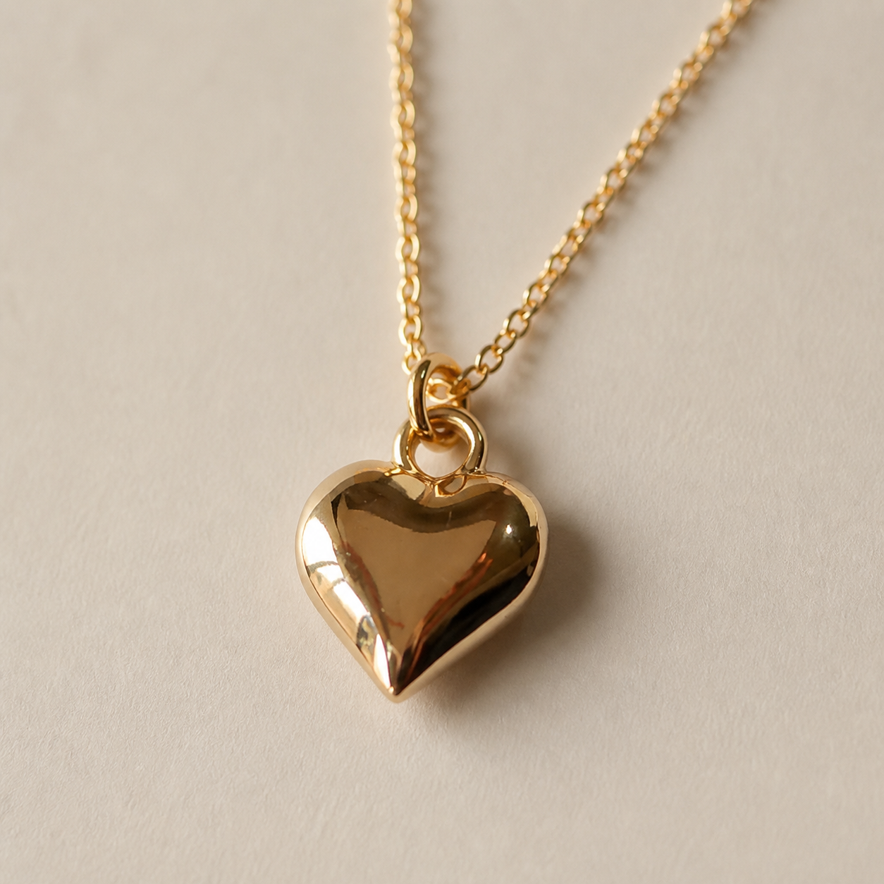 Close-up of the confirmed structure and finish of Folded Promise Heart Necklace