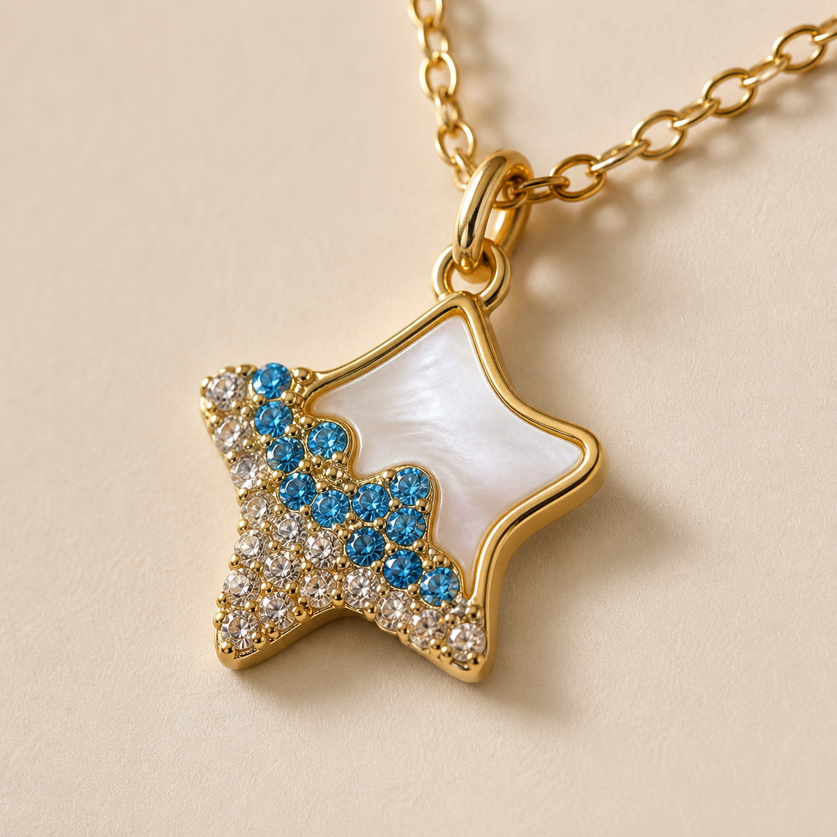 Close-up of Seafoam Point Necklace showing its design and finish