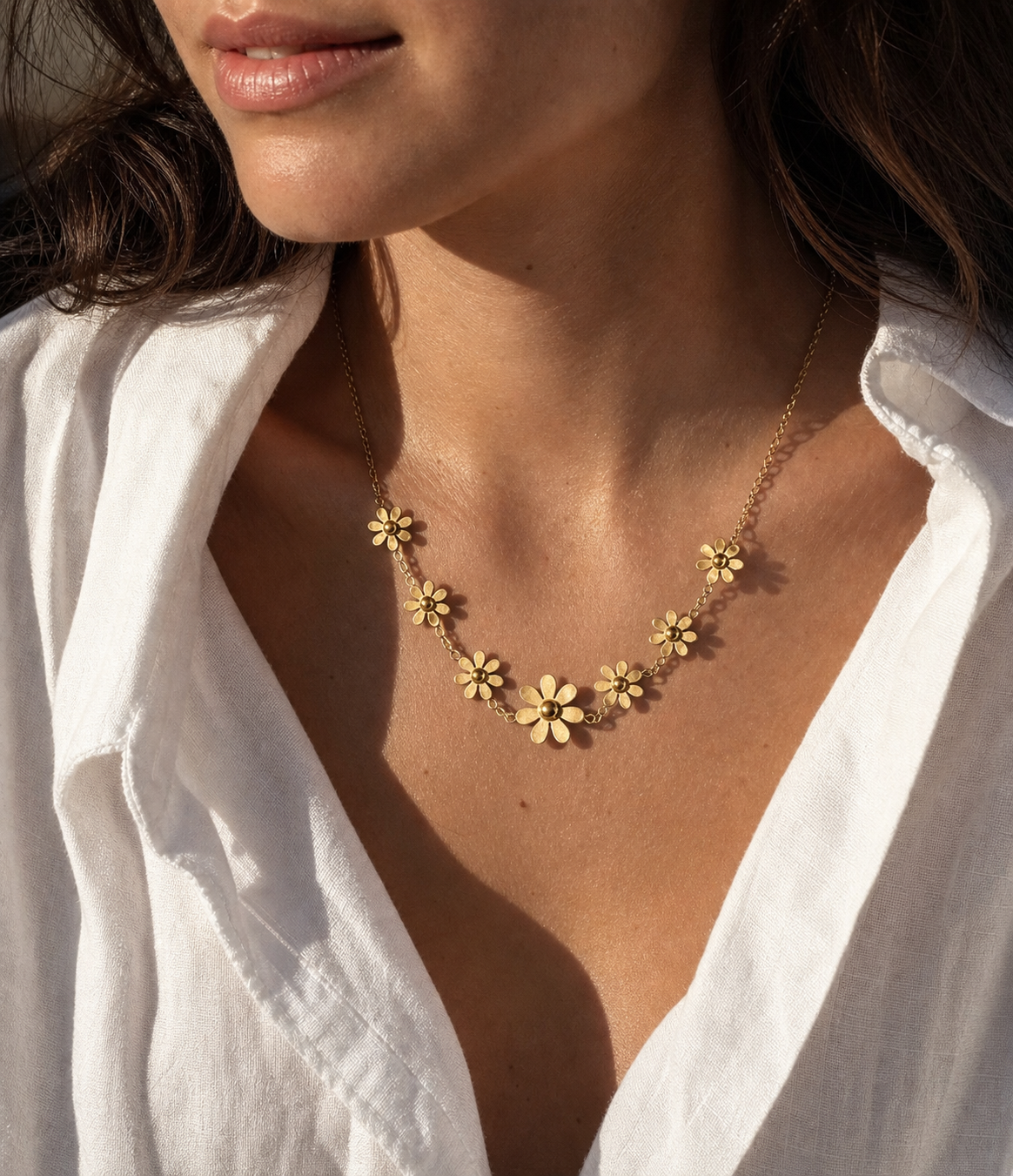 A second photographic styling view of Sunlit Garland Necklace