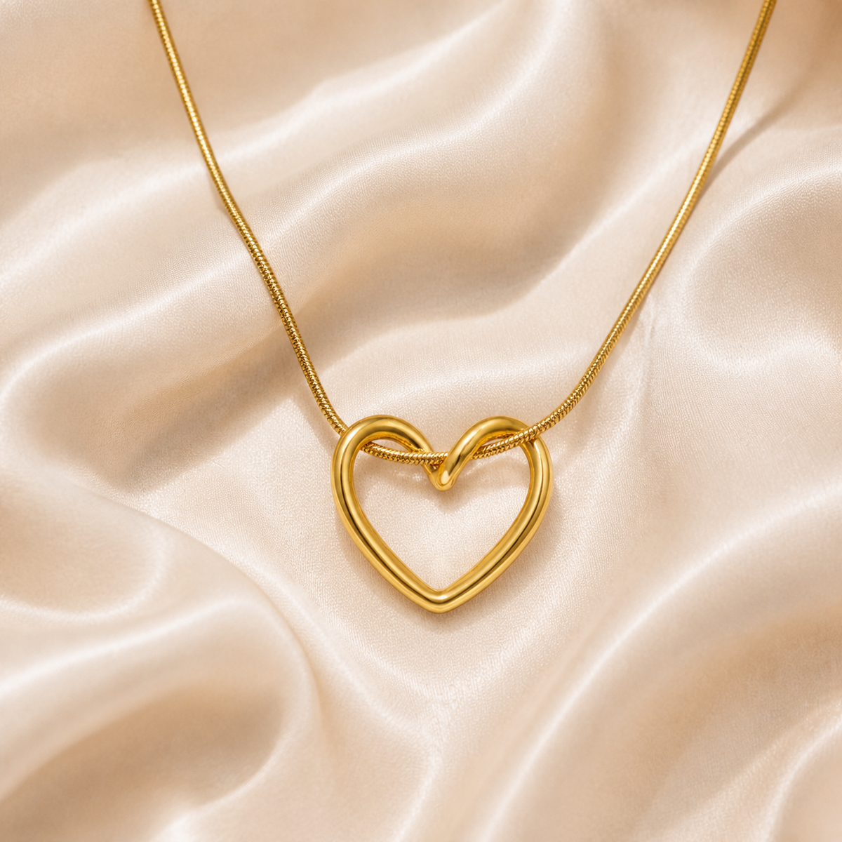 Tender Vow Necklace styled on Moonveil warm cream silk