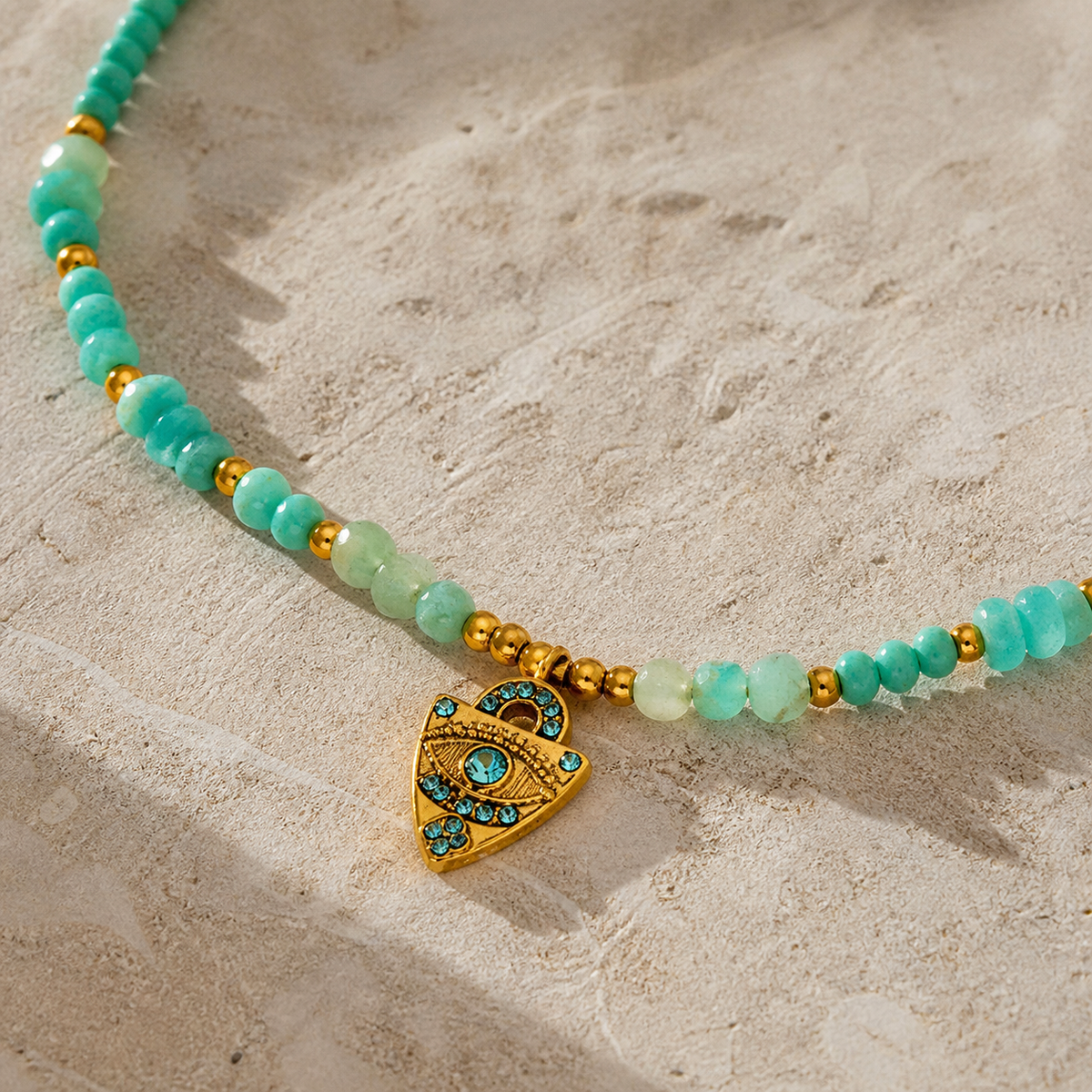 Close-up of Blue Heartstrand Necklace showing its design and finish