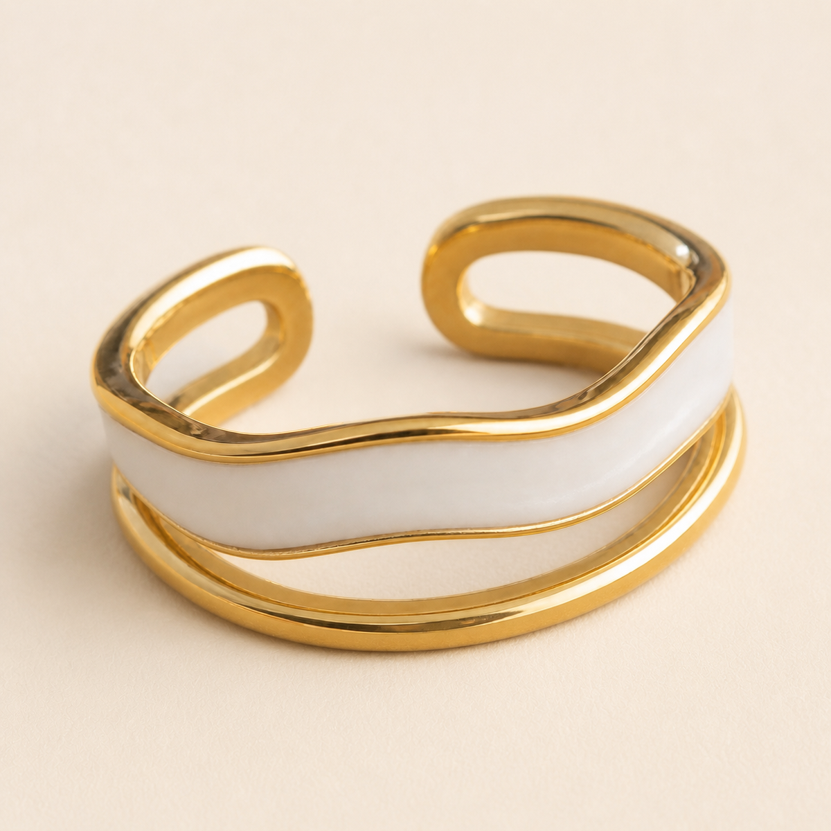 Close-up of Ivory Loop Open Ring showing its design and finish