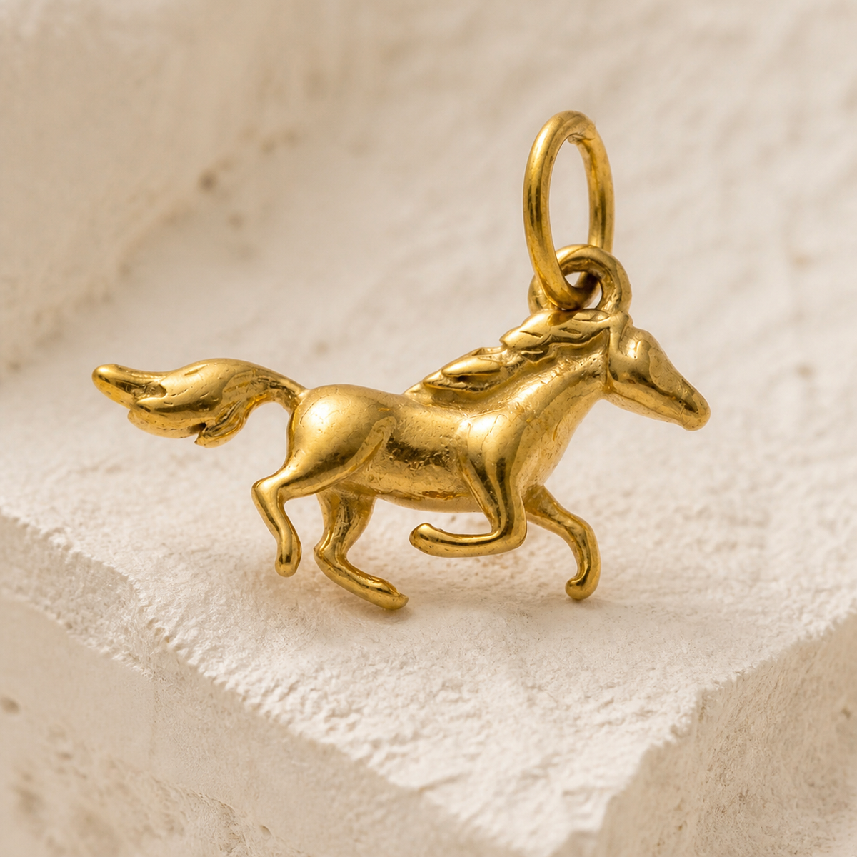Close-up of Runaway Horse Charm showing its design and finish