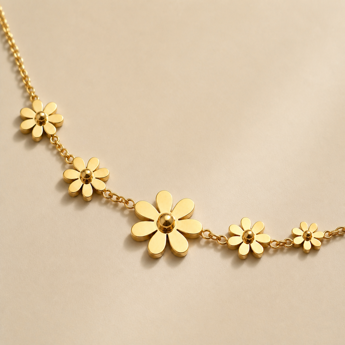 Close-up of Sunlit Garland Necklace showing its design and finish