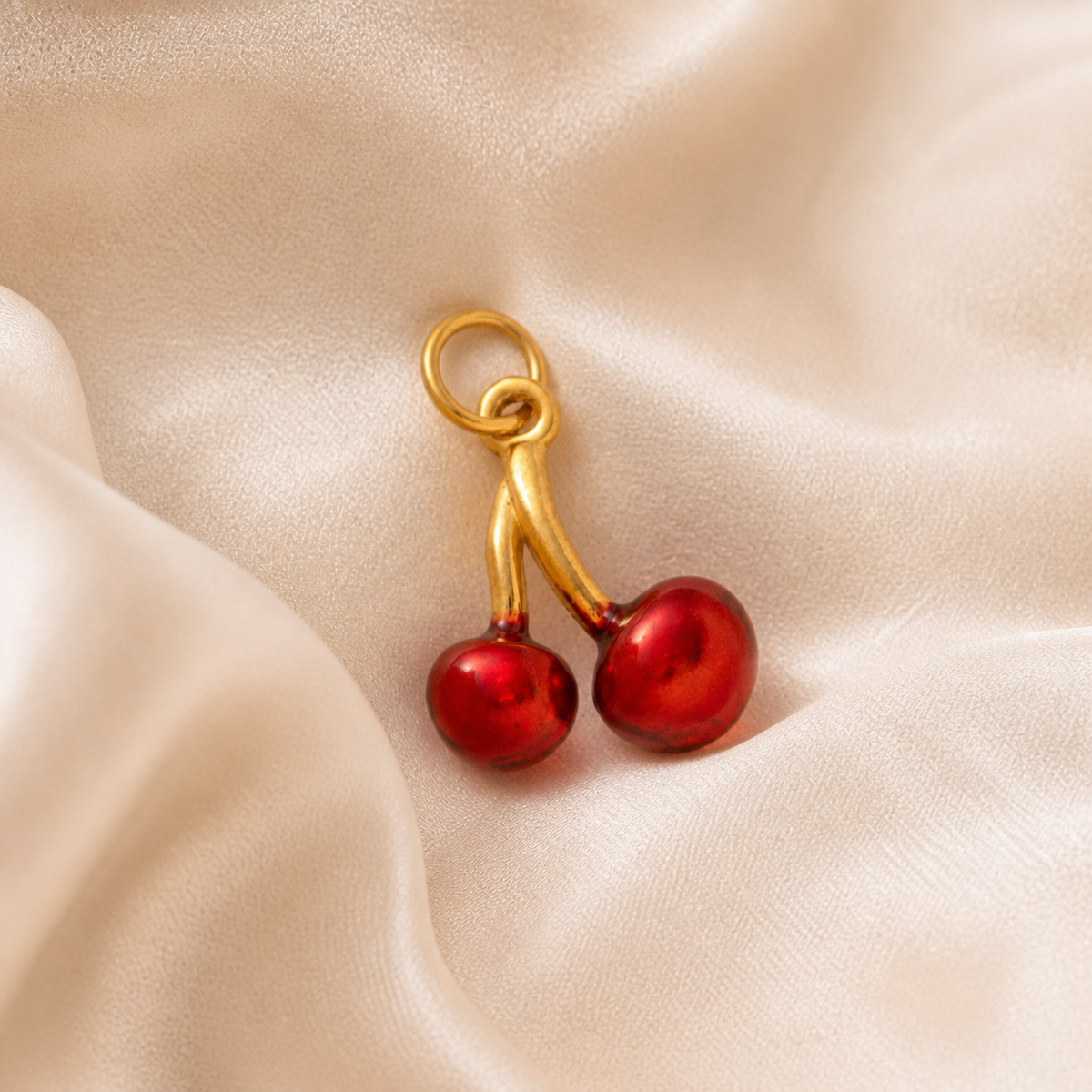 The Cherry styled on Moonveil warm cream silk