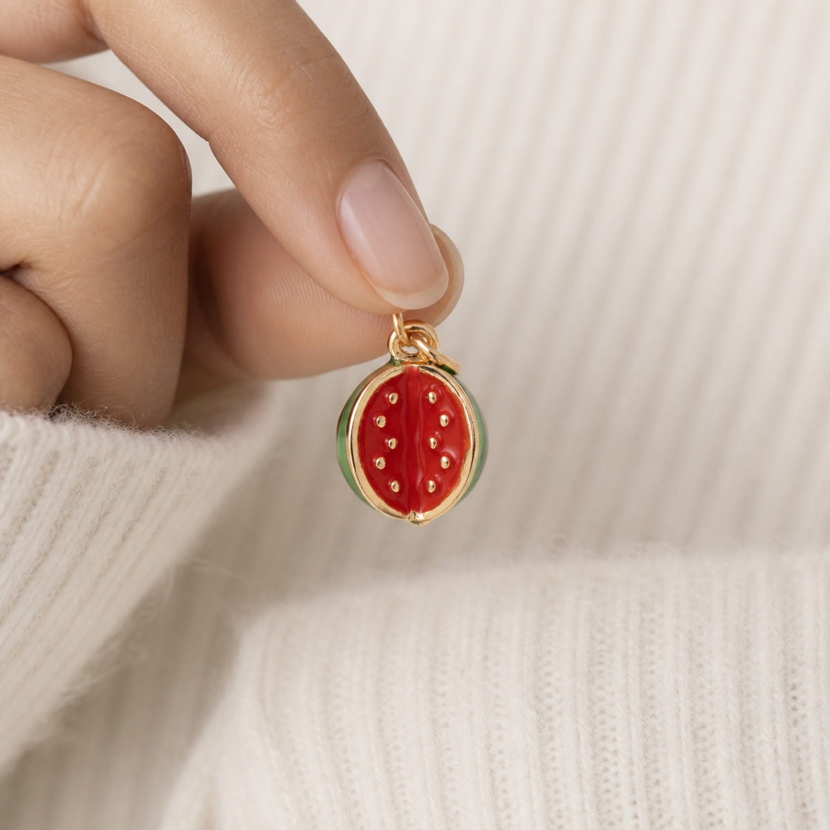 The watermelon worn in a natural editorial portrait