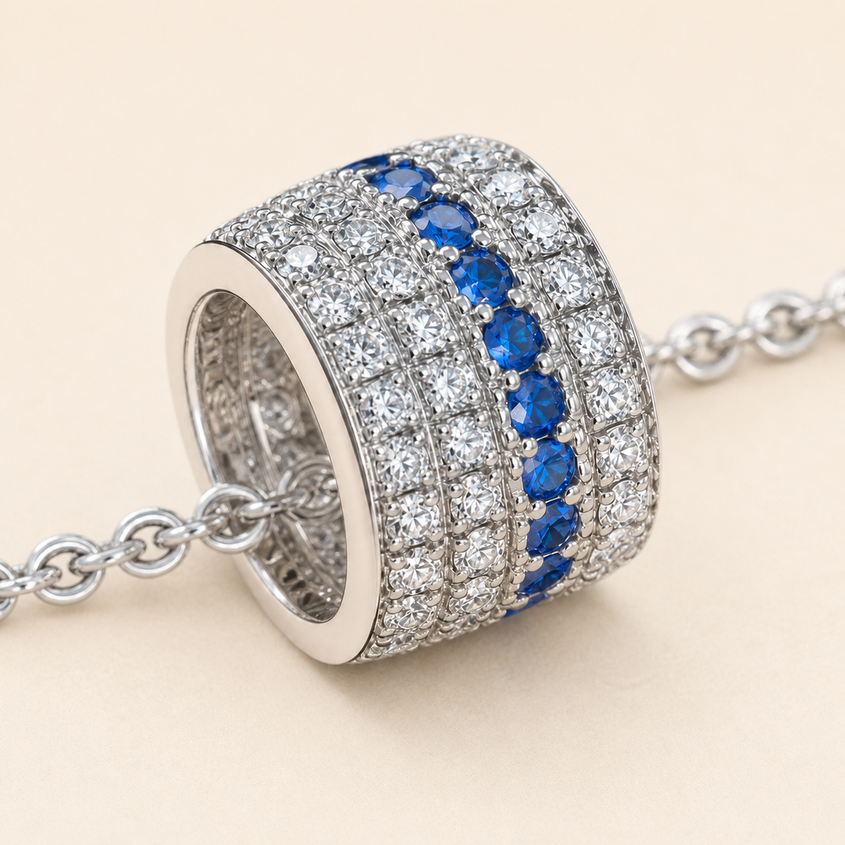 Close-up of Tidal Arc Pavé Necklace showing its design and finish