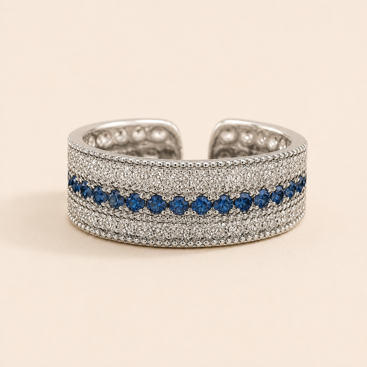 Close-up of Tidal Arc Pavé Ring showing its design and finish