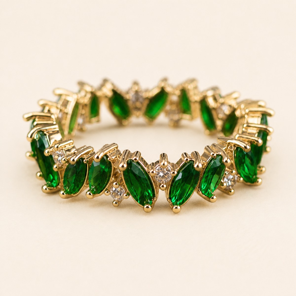 Close-up of Verdant Crown Ring showing its design and finish