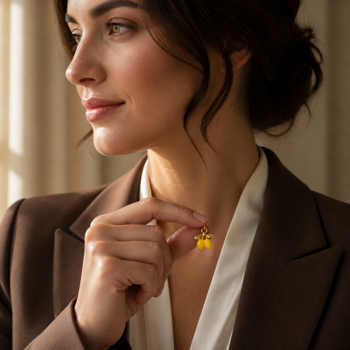 A second photographic styling view of Yellow Orchard Charm